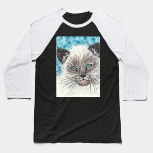 Siamese kitten cat painting Baseball T-Shirt